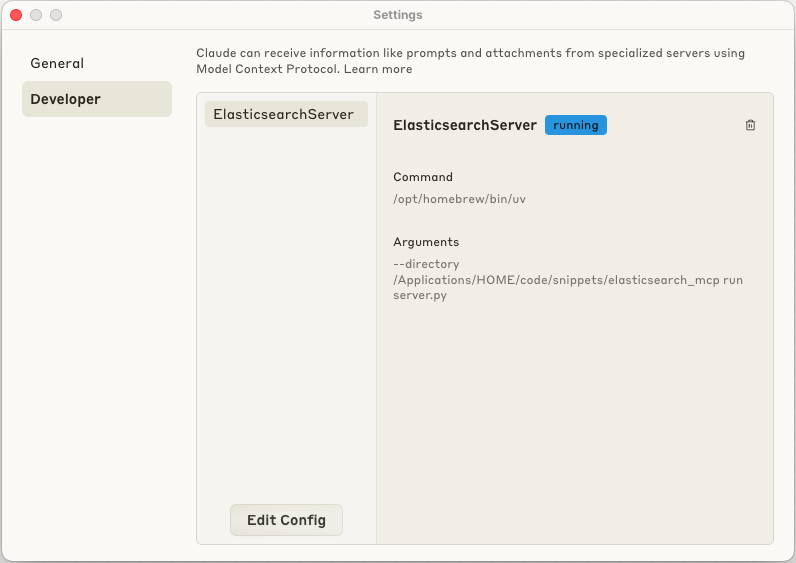 MCP server connected